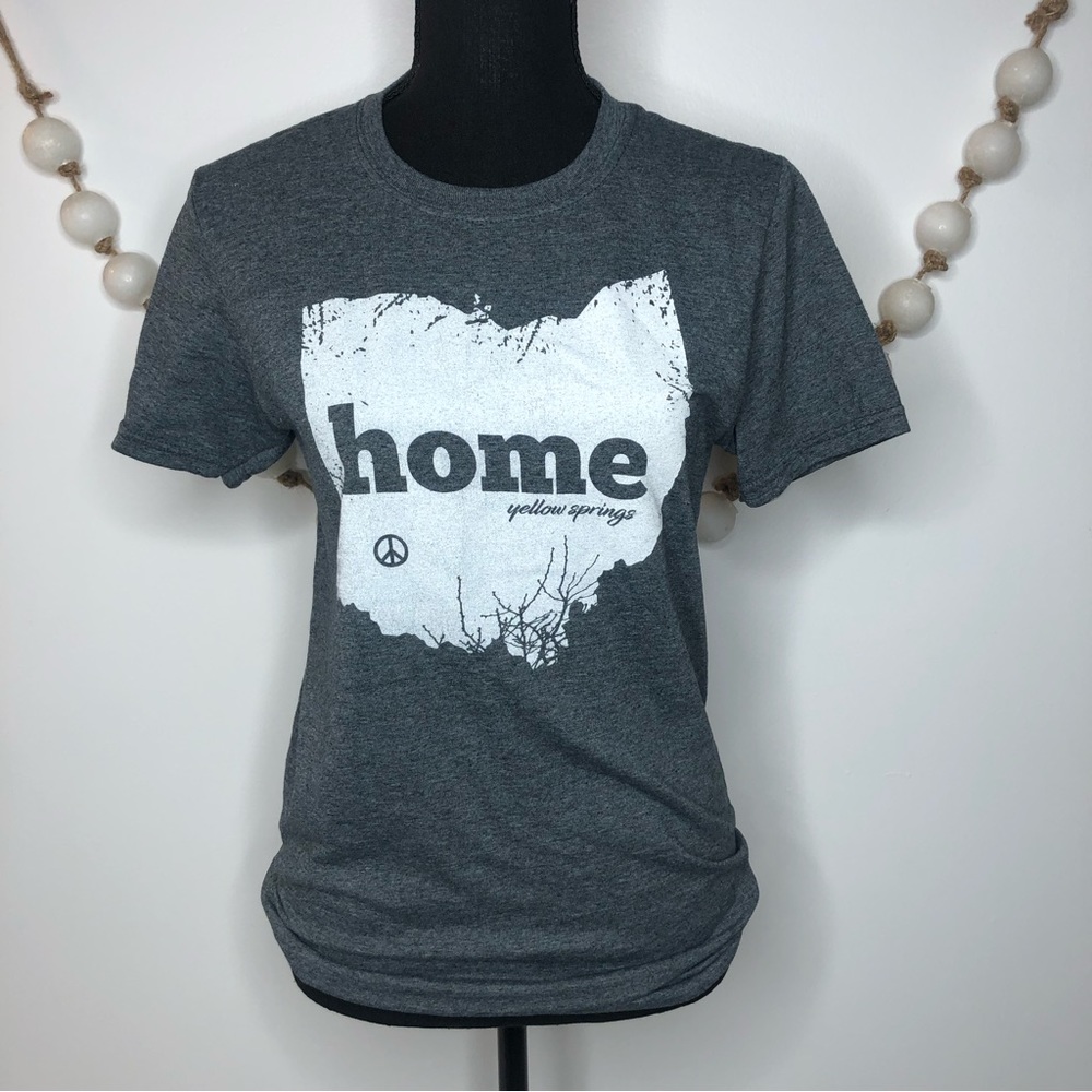 Yellow Springs Ohio Home t-shirt Short Sleeve Grey Women's Small Raw Hem